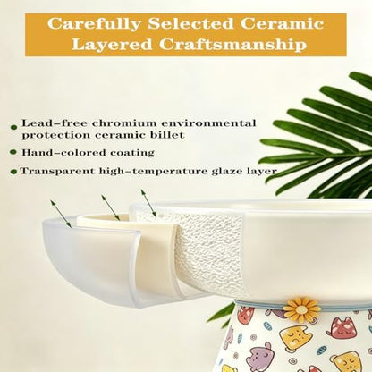 Elevated Ceramic Cat Bowls，15° Tilted Raised Cat Food Bowl, Anti Vomiting Pet Feeder, Protect Pet's Spine, Feeding Dish for Indoor Kittens and Small Dogs,（ Cat Pattern） - Image 2