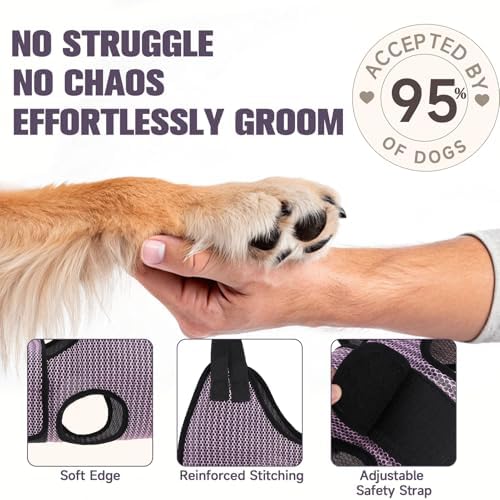 PAWCHIE Dog Grooming Hammock Harness for Dogs & Cats with Pet Nail Clipper Trimmer- Breathable Cat Hanger Sling for Trimming Clipping Nails-Dog Hammock Restraint Bag for Small Medium Large Dog, Pink M - Image 2