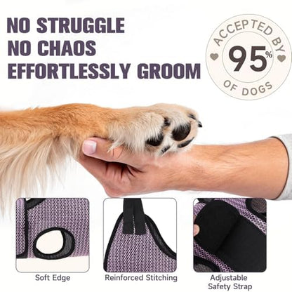 PAWCHIE Dog Grooming Hammock Harness for Dogs & Cats with Pet Nail Clipper Trimmer- Breathable Cat Hanger Sling for Trimming Clipping Nails-Dog Hammock Restraint Bag for Small Medium Large Dog, Pink M - Image 2