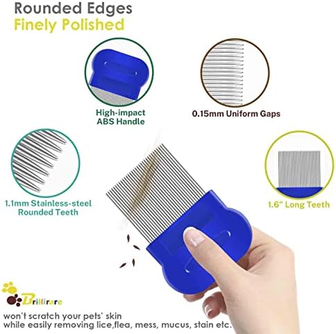 4 Pack Flea Lice Comb, Stainless Steel Dog Cat Grooming Combs with Rounded Teeth, Double Sided Professional Pet Tear Stain Remover, Dematting Tool for Small, Medium & Large Pets - Image 4