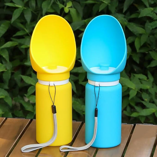 Foldable Dog Water Bottle, Leak Proof Portable Water Bottle for Pets Especially for Walking, Hiking and Outdoors -550ML (Yellow, 550ml)