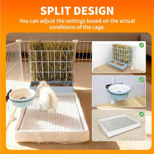BESNEW 3 in 1 Rabbit Hay Feeder with Litter Box,Upgraded Metal Hay Rack & Litter Tray & Water Bowl,Quick Cleaning,Easy to Install,Bunny Supplies for Rabbit Guinea Pig Chinchilla Small Animals - Image 6
