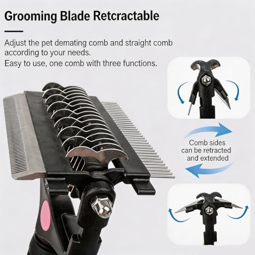 3-in-1 Pet Grooming Tool Dematting Comb Undercoat Rake Deshedding Brush - Image 3