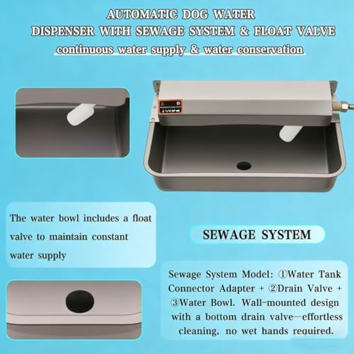 Automatic Dog Water Dispenser with Drain Hole, 304 Stainless Steel Auto Water Dog Bowl with Float Valve, Hose Quick Connect Fitting, Automatic Livestock Waterer for Horse, Chicken (2 Gallons) - Image 3