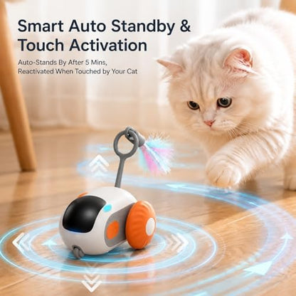 Remote Control Mouse Cat Toy, Smart Interactive Moving Cat Toy Car with Obstacle Avoid, USB Rechargeable Electric Kitten Exercise Toy for Indoor Cats（Orange） - Image 6