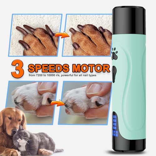 YABIFE Dog Nail Grinder, Dog Nail Trimmers and Clippers Kit, Super Quiet, Rechargeable, for Small Large Dogs & Cats Toenail & Claw Grooming,3 Speeds - Image 5