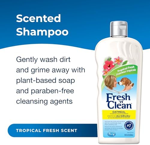 PetAg Fresh ’n Clean Oatmeal ’n Baking Soda Shampoo - Tropical Fresh Scent - 18 oz - Nurtures Dry, Itchy & Sensitive Skin with Vitamin E & Aloe - Strengthens & Repairs Coats - Soap Free - Image 2