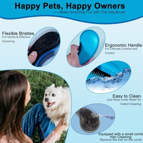 Puppy Brush for Small Dogs - Soft Dog Brush （Blue） - Image 3