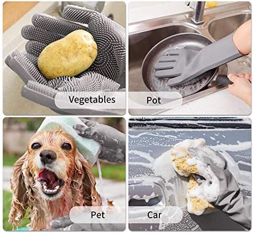 Sene Pet Grooming Gloves, Silicone Gloves Dog bathing supplies Hair Removal Gloves, High Density Teeth Bathing Shampoo Shedding Bath Brush Scrubber Washing for Dod and Cat - Image 6