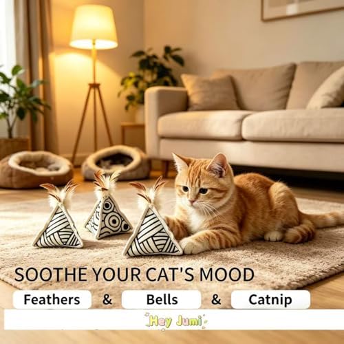 3Packs Cat Toys, Kicker Sticks with Catnip & Bell, Interactive Self-Play Teething Chew for Kittens & Indoor Cats, Durable Canvas Fetch Toys for Boredom & Exercise - Image 5