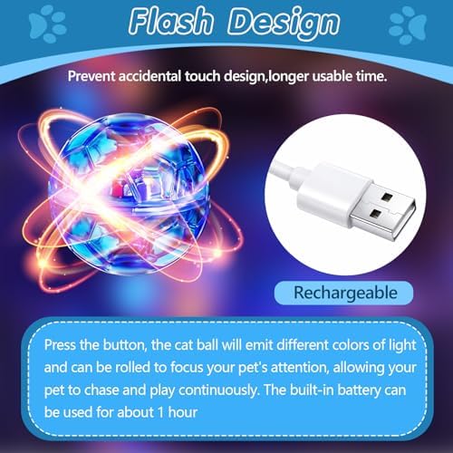 Sratte 2 Pcs Rechargeable Light up Cat Ball Ghost Hunting, Red and Blue - Image 3