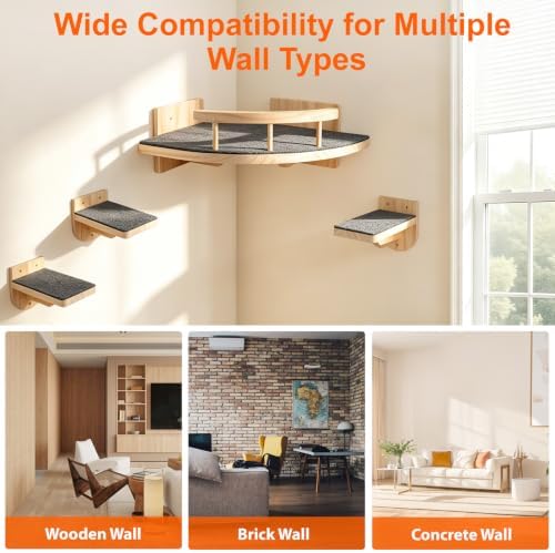 Cat Wall Shelves with 3 Perch Steps, Cat Wall Climber Furniture Up to 26lbs - Image 7