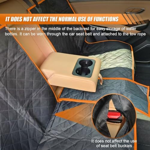 Car Back Seat Cover for Dog, 53" Pet Bench Backseat Cover, Orange - Image 4