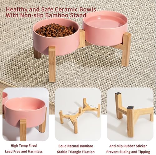 Elevated Ceramic Dog Bowl, 3.6 Cups Dog Food and Water Bowl Set with Stand - Image 3