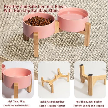 Elevated Ceramic Dog Bowl, 3.6 Cups Dog Food and Water Bowl Set with Stand - Image 3
