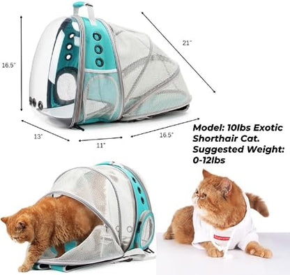 Lollimeow Cat Carrier Backpack, Expandable Bubble Pet Carrier for Cats and Small Dogs, Airline Approved Travel Backpack for Hiking, Walking & Outdoor Adventures - Supports up to 14 lbs - Image 2