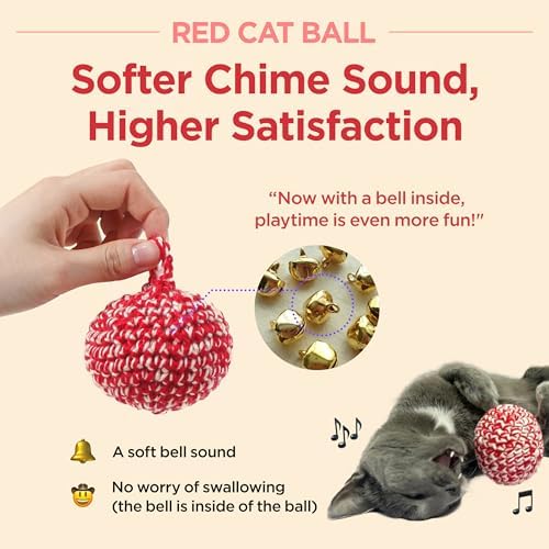JAYU PET Red Cat Ball, 2.7 inch, W/Bell Version - Image 4