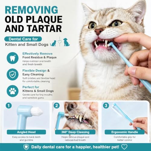 Dog Toothbrush, 360 Degree Finger Toothbrushes, Triple Head Toothbrushes, Double Head Toothbrush,Cleaning Brushes for Dog Cat Oral Dental Health (9 Pack) - Image 4