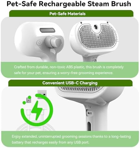Pet Steam Brush, 3-in-1 Spray Hair Removal Comb for Dog and Cat, Steam for Shedding and Grooming, Spritz Defur Comb, Water Brush for Long & Short Haired Pets - Image 6