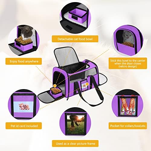 17" Airline Approved Cat Carrier for Cats up to 15lbs, Purple - Image 4