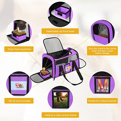 17" Airline Approved Cat Carrier for Cats up to 15lbs, Purple - Image 4