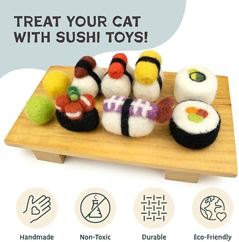 Woolbuddy Wool Cat Toys (Small Sushi 9 PCS) for Indoor Cats Catnip-Free - Image 4