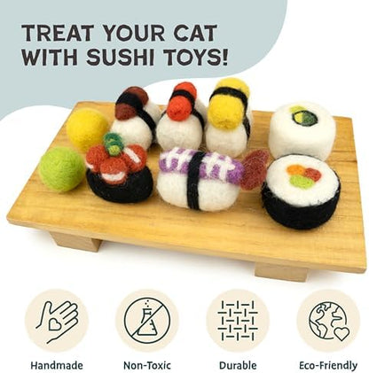 Woolbuddy Wool Cat Toys (Small Sushi 9 PCS) for Indoor Cats Catnip-Free - Image 4
