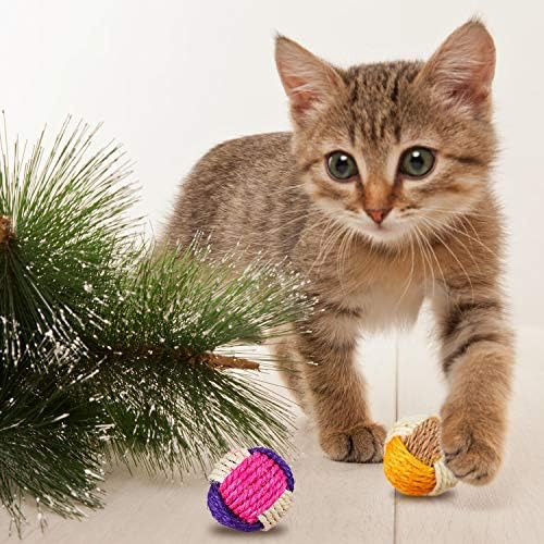 Weewooday 6 Pieces Cat Toy Ball Sisal Ball Interactive Rolling Scratch Cat Toy (Random Color) - Image 4