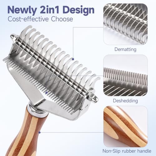 Dog Brush for Shedding & Dematting, Undercoat Rake for Long & Short Hair - Image 2