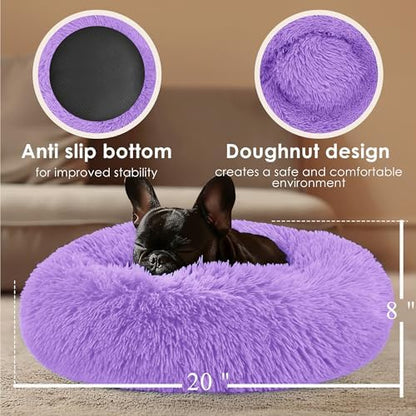 Hoewina Dog & Cat Bed, 20in Cat Beds for Indoor Cats (Purple) - Image 3