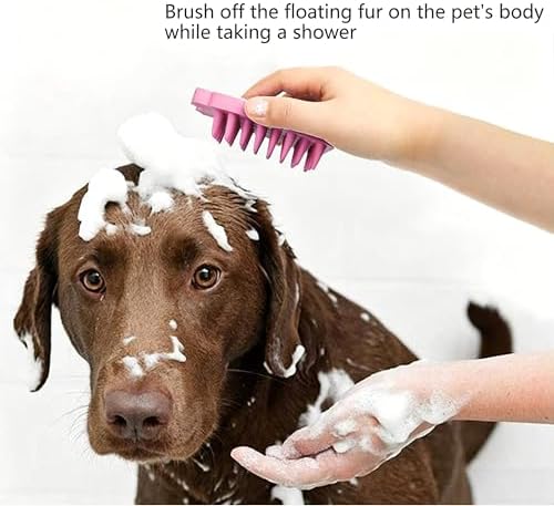 Pet Bath & Massage Brush,Pet Grooming Brush,Soft Rubber Scrubber for Brushing,Massaging,Bathing,Shampooing and Reducing Hairballs (Pink, Style 1) - Image 4