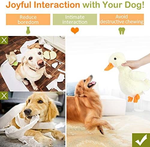 Pawaboo Squeak Plush Duck Dog Toy, Large 12'' Soft Stuffed Duck Pet Toys - Image 6
