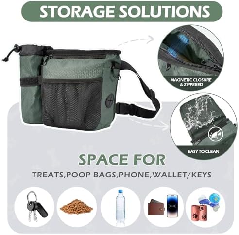 Dog Treat Training Pouch Built-in Poop Bag & Side Pocket Dispenser - Image 5