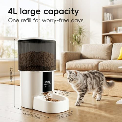 Automatic Cat Feeder, 4L/17 Cups Timed Dispenser for Cats & Dogs - Image 2