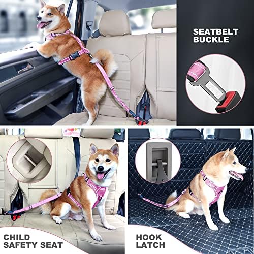 IOKHEIRA Dog Seatbelt - Adjustable Reflective Bungee Harness with Aluminum Swivel Carabiner - Image 6