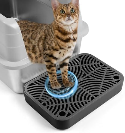 Cat Litter Box Step Non-Slip Cat Step with Filter Function, Black by Bartuke