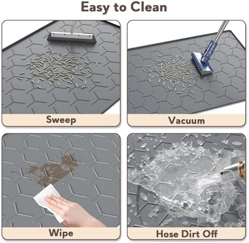 Garoopion Silicone Cat Litter Mat 34×22 inch, Easy to Clean, Dark Gray - Image 4
