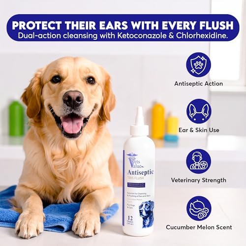 Vets Value Tris Flush Ear Cleaner for Dogs & Cats – 8oz Alcohol-Free, Non-Stinging Veterinary Ear Wash – Supports Routine Ear Hygiene, Odor Control, Gentle Formula – Made in USA - Image 3