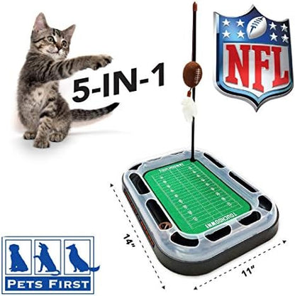 Pets First Cat Scratcher NFL Chicago Bears Football Field CAT Scratcher Toy with Catnip Filled Plush Football Toy & Feather Cat Toy Hanging & Jingle Bell Interactive Ball Cat Chasing 5-in-1 Kitty Toy - Image 3