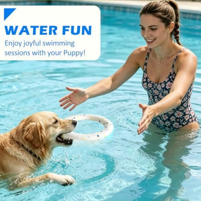 2 Pack Dog Ring Toys for Outdoor Play, Durable Soft Flying Disc for Throwing Catching Grabbing, Water Floating Dog Frisbee Fetch Toy Training Ring Tug of War for Medium Large Breeds (9.0") - Image 5