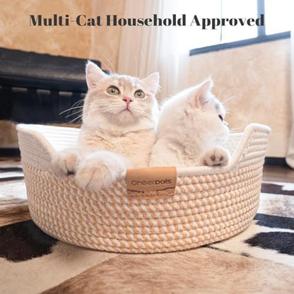 CHEERHOME PETS Handwoven Cat Basket Bed Cooling for Indoor Cat with Cushion - Image 6