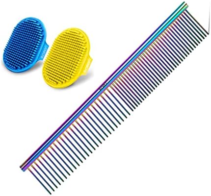 ROPO 2PC Dog Grooming Brush, Pet Shampoo Bath Brush&Pet steel comb, pet dog cat grooming comb by Petsupplies