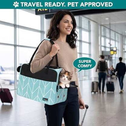 PetAmi Small Dog Purse Carrier with Pockets, Airline Approved, Chevron Teal - Image 6
