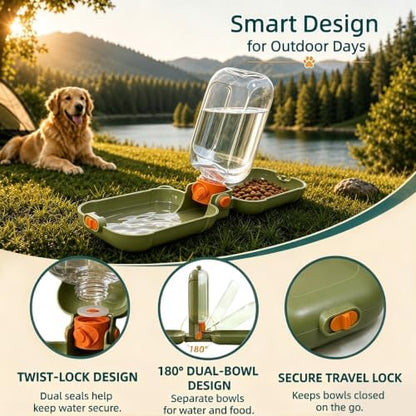 Dog Water Bottle, Puppy Essentials, Collapsible Dog Bowls (Green) - Image 4