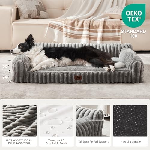 Orthopedic Dog Bed Large 35x25x9.5” Washable Cover Grey - Image 3