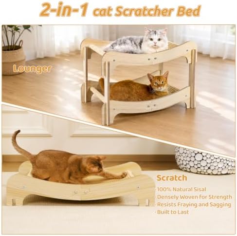 Sisal Cat Scratchers for Indoor Cats, Cat Scratch Bed,23.6Inch - Image 4