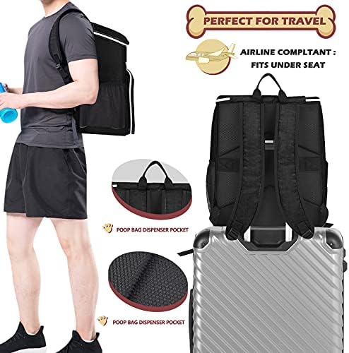 BAGLHER丨Dog Travel Bag Backpack, Airline Approved Pet Supplies Backpack, Dog Travel Bag with 2 Silicone Collapsible Bowls and 2 Food Baskets, Black - Image 5