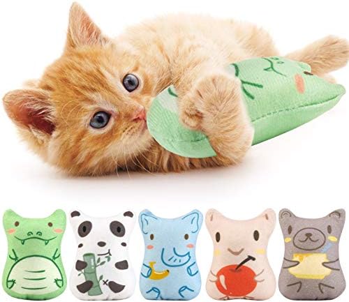 Catnip Toys for Indoor Cats - 5PCS Plush Cat Chew Toys Teething Interactive Catnip Filled Kitten Toy Soft Pet Toy by Dorakitten