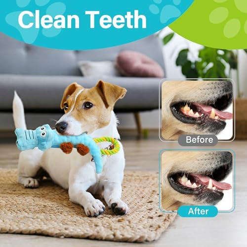 PrimePets Squeaky Dog Toys, 2 Pack, Stuffed Crocodile Tug of War Dog Toys for Small Medium Large Dogs, Interactive Puppy Chew Toy to Keep Them Busy - Image 6