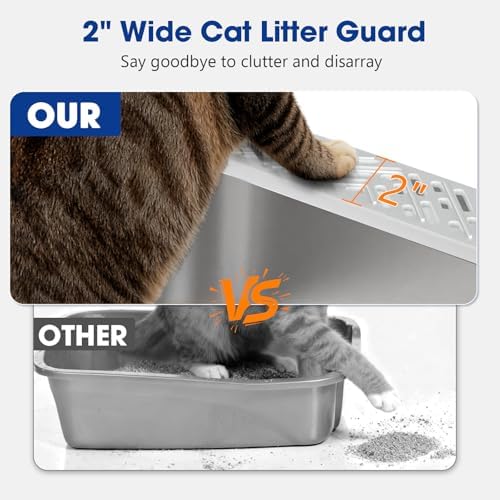 2 Pack Stainless Steel Litter Box with Lid, Kitten Metal Cat Litter Boxes High Sided Enclosed for Small Cat and Injured Cats Rabbit, Anti-Urine Leakage | Non-Stick Bottom & Includes Scoop - Image 2